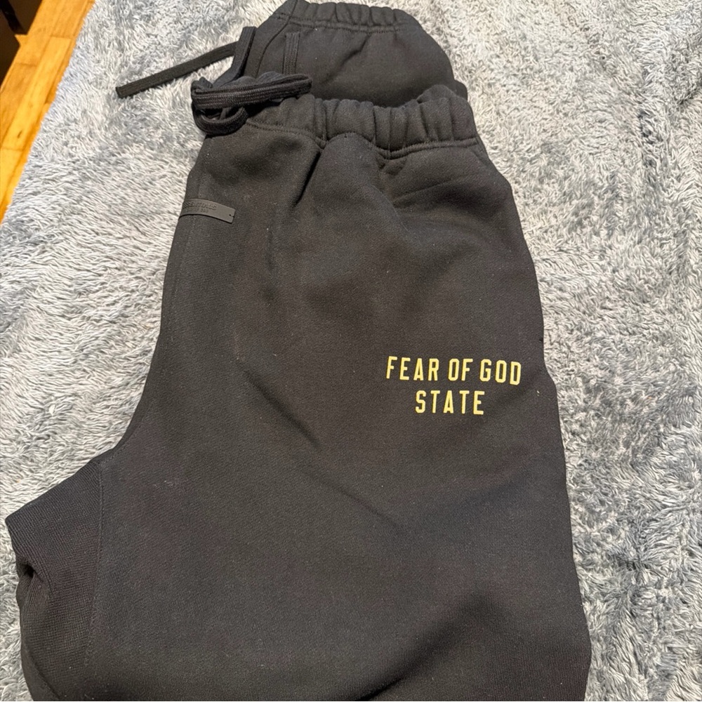 Essentials Black Joggers with Gold Logo